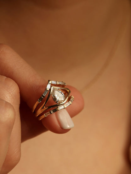 1 CT - 3 CT Pear Cut Lab grown Diamond Split Shank Solitaire Engagement Ring