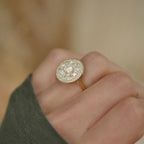 0.35 CT Round Cut Moissanite Halo Cluster Mosaic Engagement Ring
