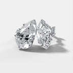 3.5 TCW Pear & Marquise Cut Lab grown Diamond Two Stone Nature Inspired Engagement Ring