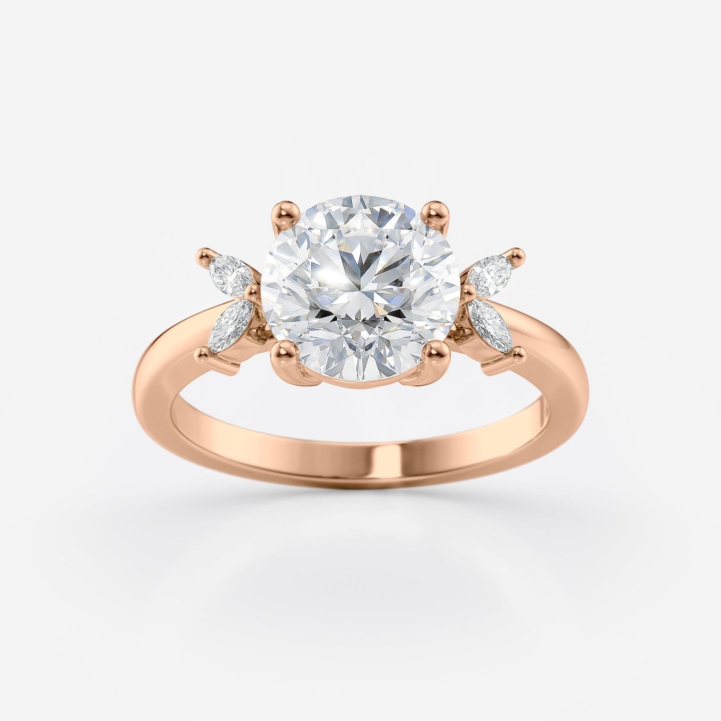 2 CT Round Cut Five Stone Cluster Moissanite Engagement Ring