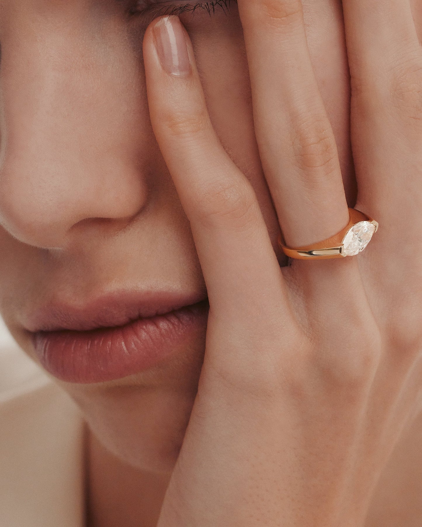 1 CT - 2 CT Marquise Cut Lab grown Diamond Tension Setting Solitaire Engagement Ring