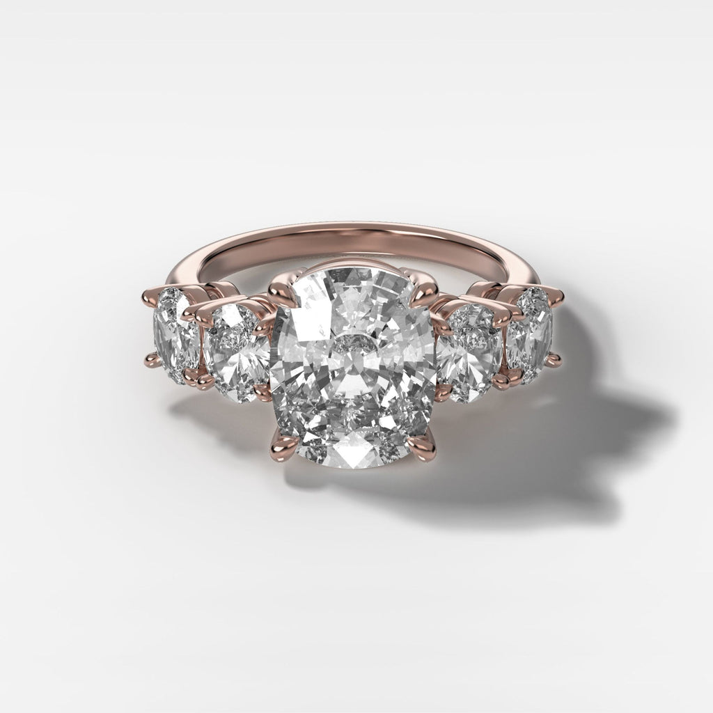 2 CT - 3 CT Elongated Cushion Cut Lab grown Diamond Five Stone Engagement Ring