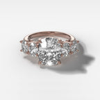 2 CT - 3 CT Elongated Cushion Cut Lab grown Diamond Five Stone Engagement Ring