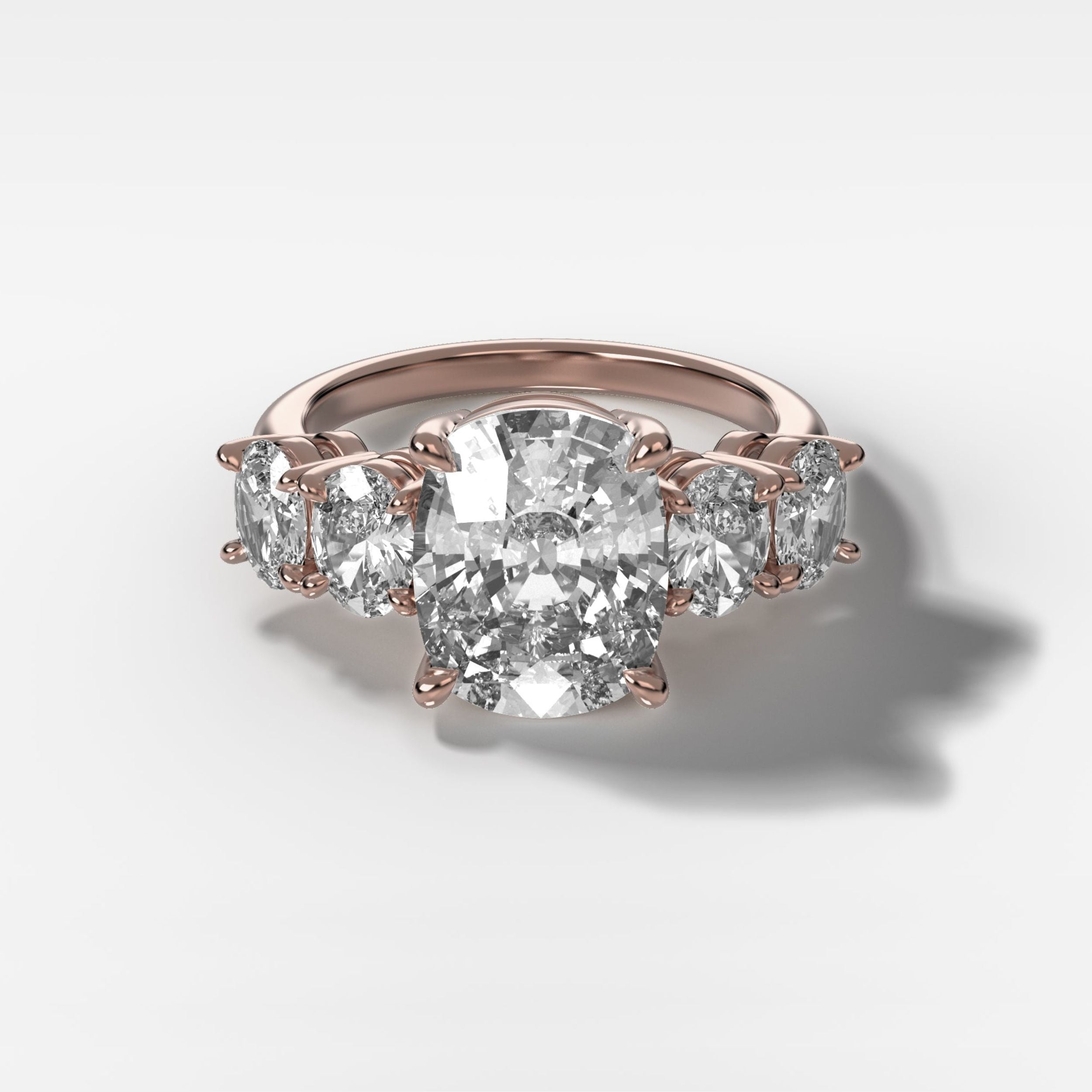 2 CT - 3 CT Elongated Cushion Cut Lab grown Diamond Five Stone Engagement Ring