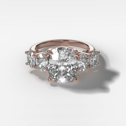 2 CT - 3 CT Elongated Cushion Cut Lab grown Diamond Five Stone Engagement Ring