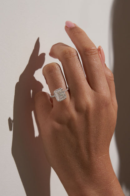 2.5 CT - 3.5 CT Radiant Cut Halo & Pave Moissanite Engagement Ring