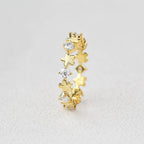 0.65 TCW Round Moissanite Flower Inspired Cluster Wedding Band