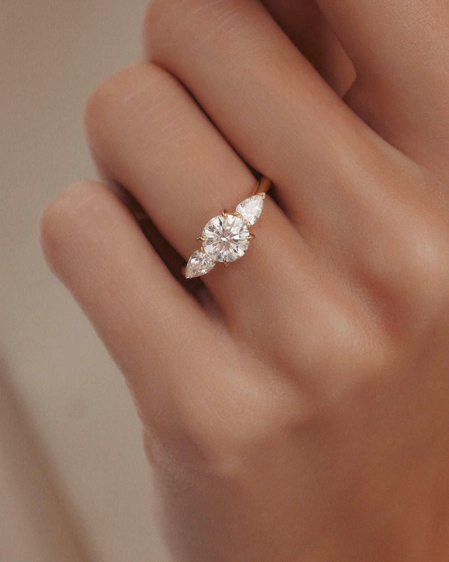 1 CT - 3 CT Round Cut Lab grown Diamond Three Stone Engagement Ring