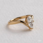 0.9 CT - 1.9 CT Marquise Cut V-shaped Band Solitaire Moissanite Engagement Ring