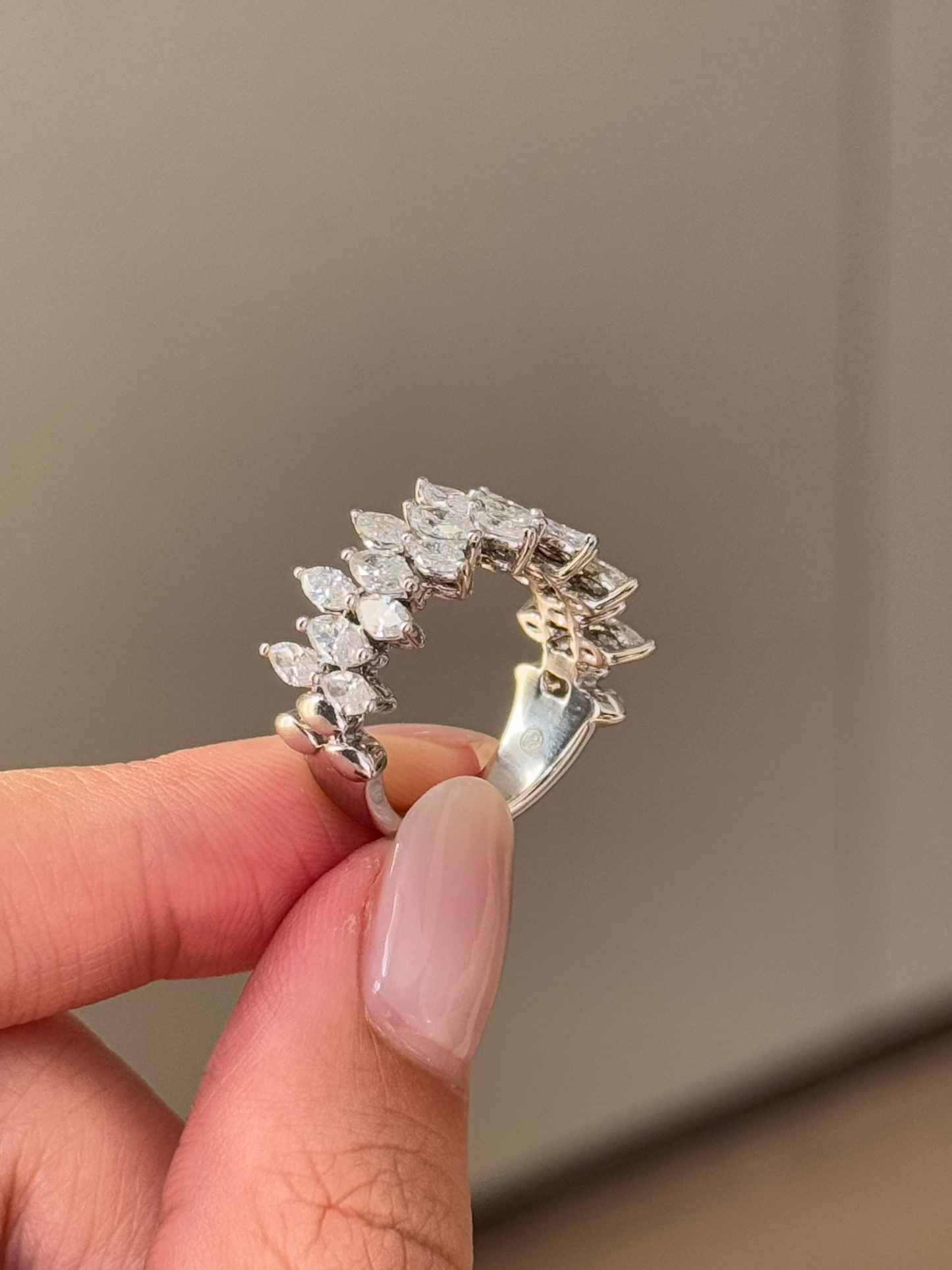 2.12 TCW Marquise Cut CVD Diamond Half Eternity Wedding Band