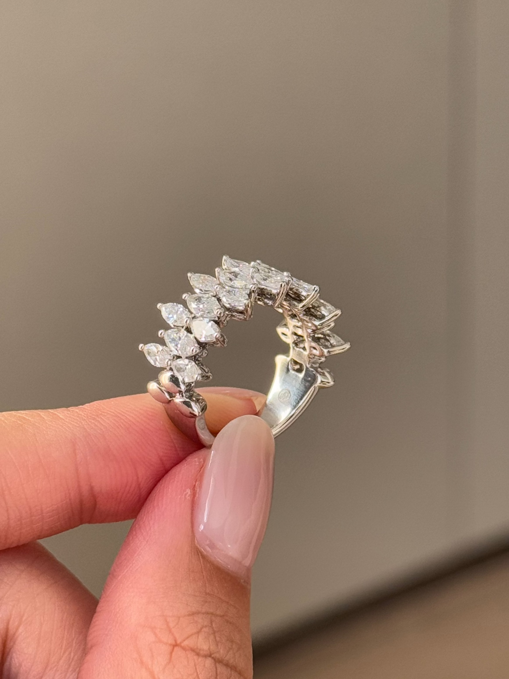 2.12 TCW Marquise Cut CVD Diamond Half Eternity Wedding Band
