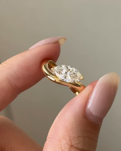 Marquise Cut Lab grown Diamond Curvy Engagement Ring