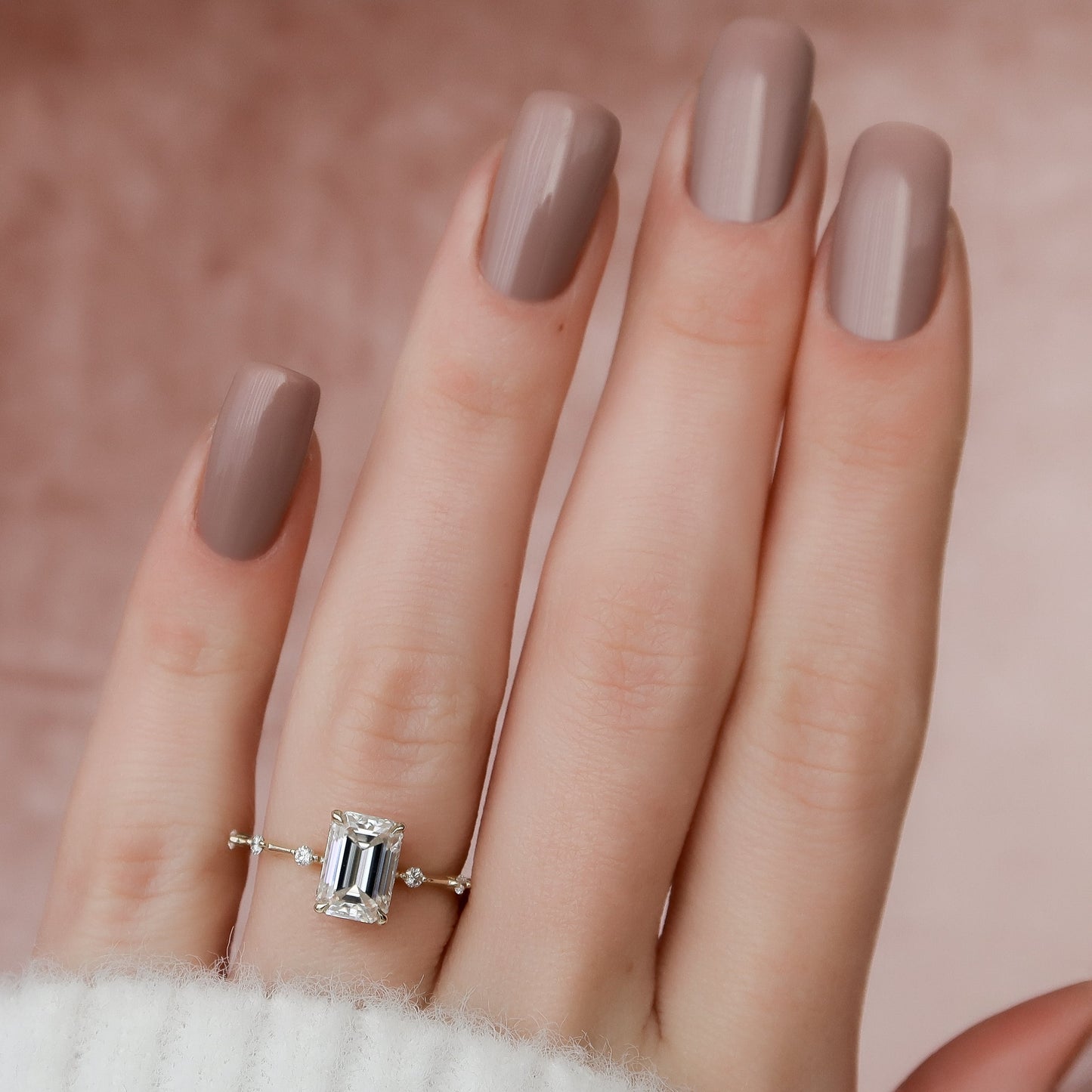 1.5 CT - 3 CT Emerald Cut Hidden Halo Dainty Moissanite Engagement Ring