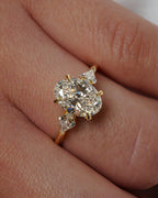 2.02 CT - 3.02 CT Oval Cut Lab grown Diamond Three Stone Engagement Ring