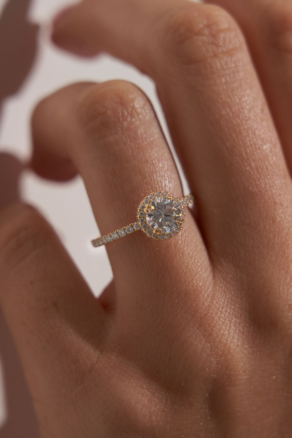 1 CT - 2 CT Round Cut Halo & Pave Moissanite Engagement Ring
