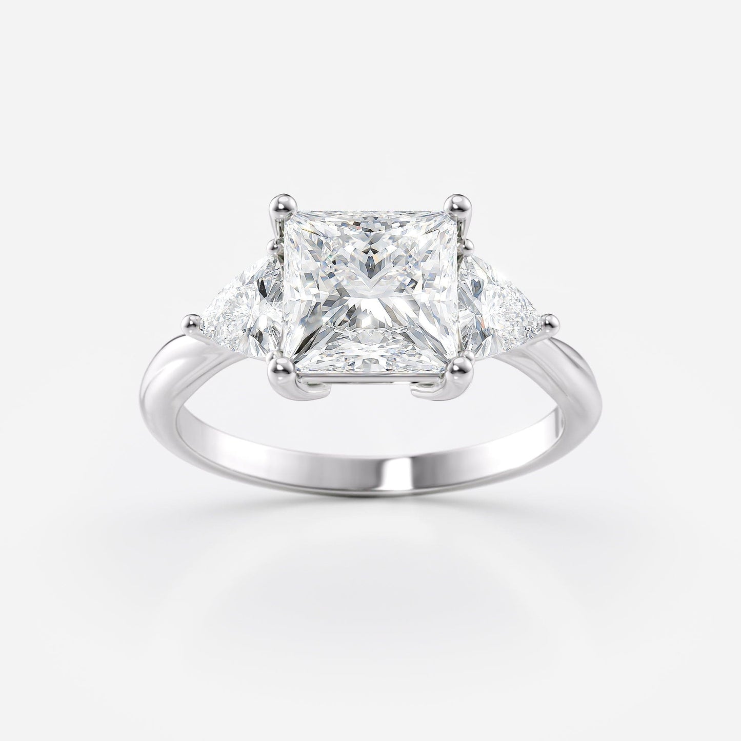 2 CT Princess Cut Three Stone Moissanite Engagement Ring