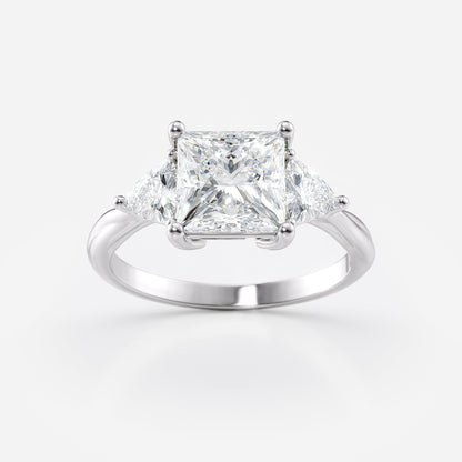 2 CT Princess Cut Three Stone Moissanite Engagement Ring