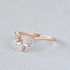 0.12 TCW Marquise & Round Moissanite V-Shape Pave Wedding Band