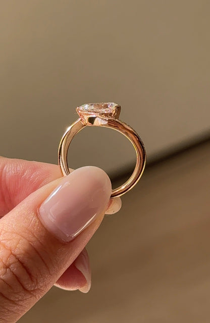 1.54 CT Pear Cut Lab grown Diamond Twisted Pave Engagement Ring