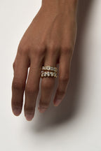 1.1 TCW Oval Moissanite Bezel Set Half Eternity Wedding Band