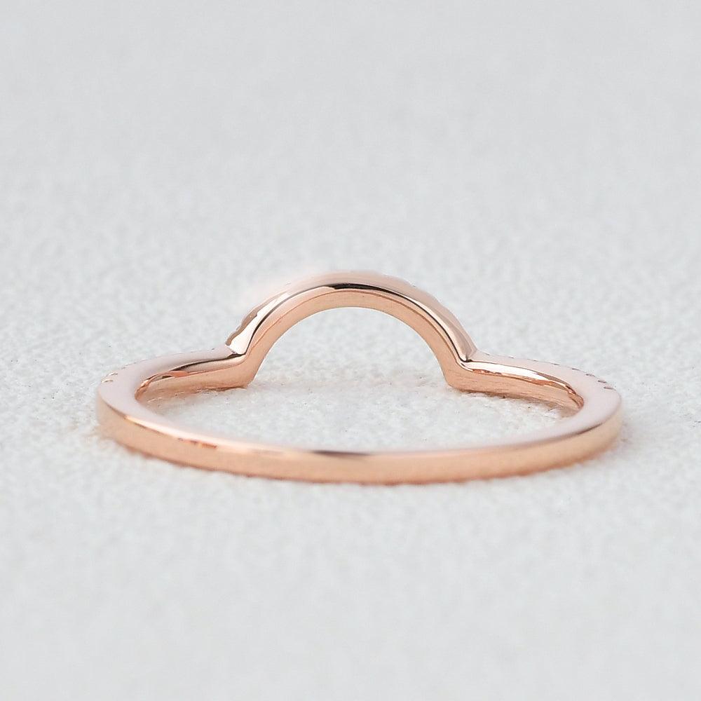 0.1 TCW Round Moissanite Curved Half Eternity Wedding Band