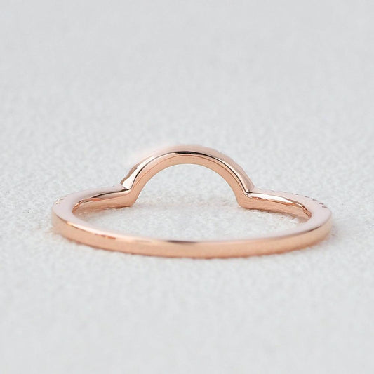 0.1 TCW Round Moissanite Curved Half Eternity Wedding Band