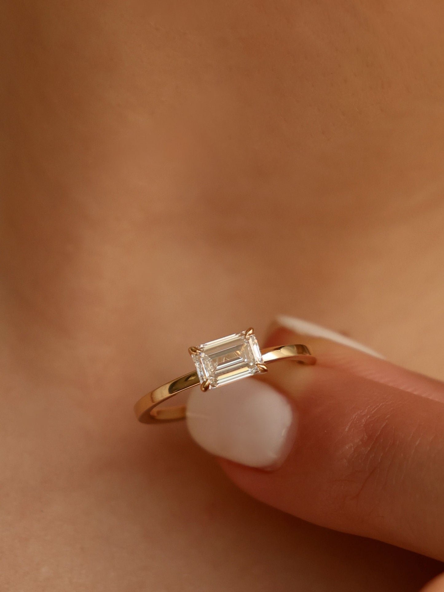 1 CT - 3 CT East-West Radiant Cut Lab grown Diamond Solitaire Engagement Ring