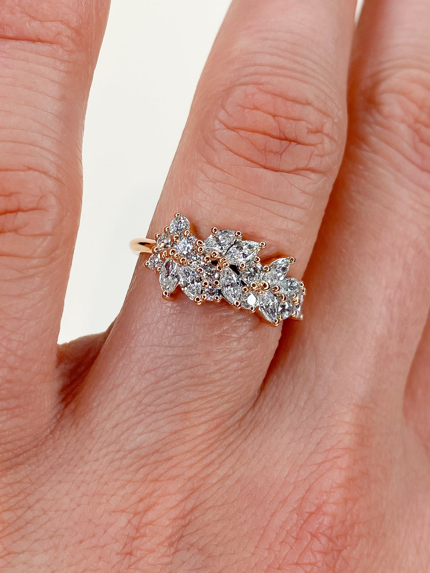 0.92 TCW Marquise Cluster CVD Diamond Wedding Band