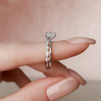1 CT Radiant Cut Hidden Halo Moissanite Solitaire Bridal Set