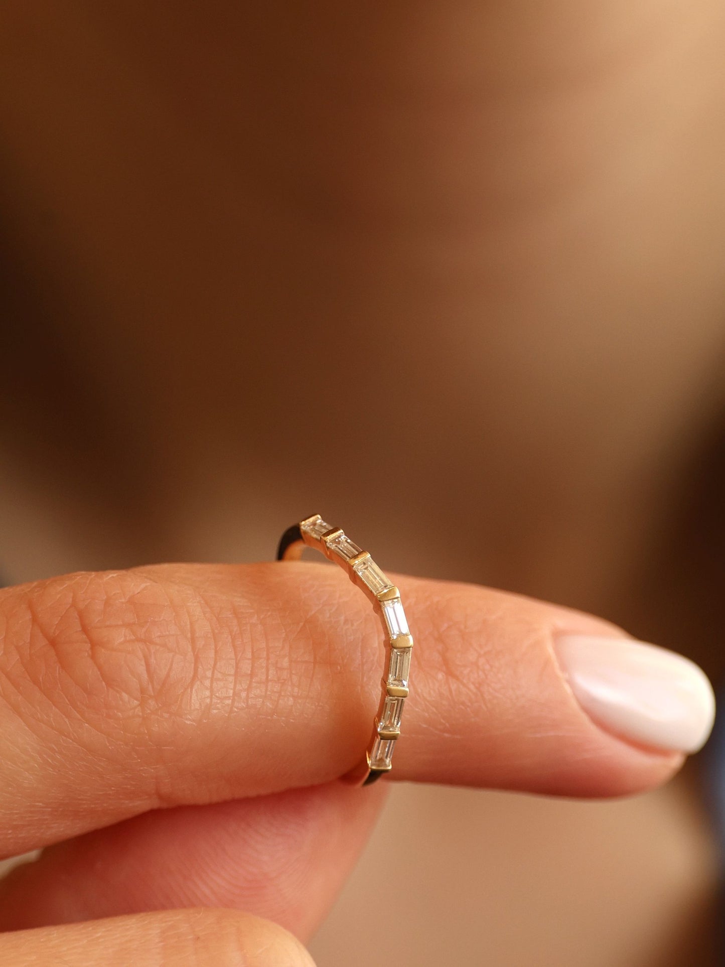 0.37 TCW Baguette CVD Diamond Curved Wedding Band