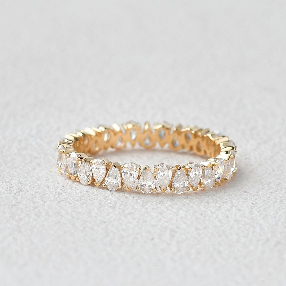 0.75 TCW Pear Moissanite Full Eternity Wedding Band
