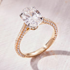 2.5 CT Oval Cut Hidden Halo & Triple Pave Moissanite Engagement Ring