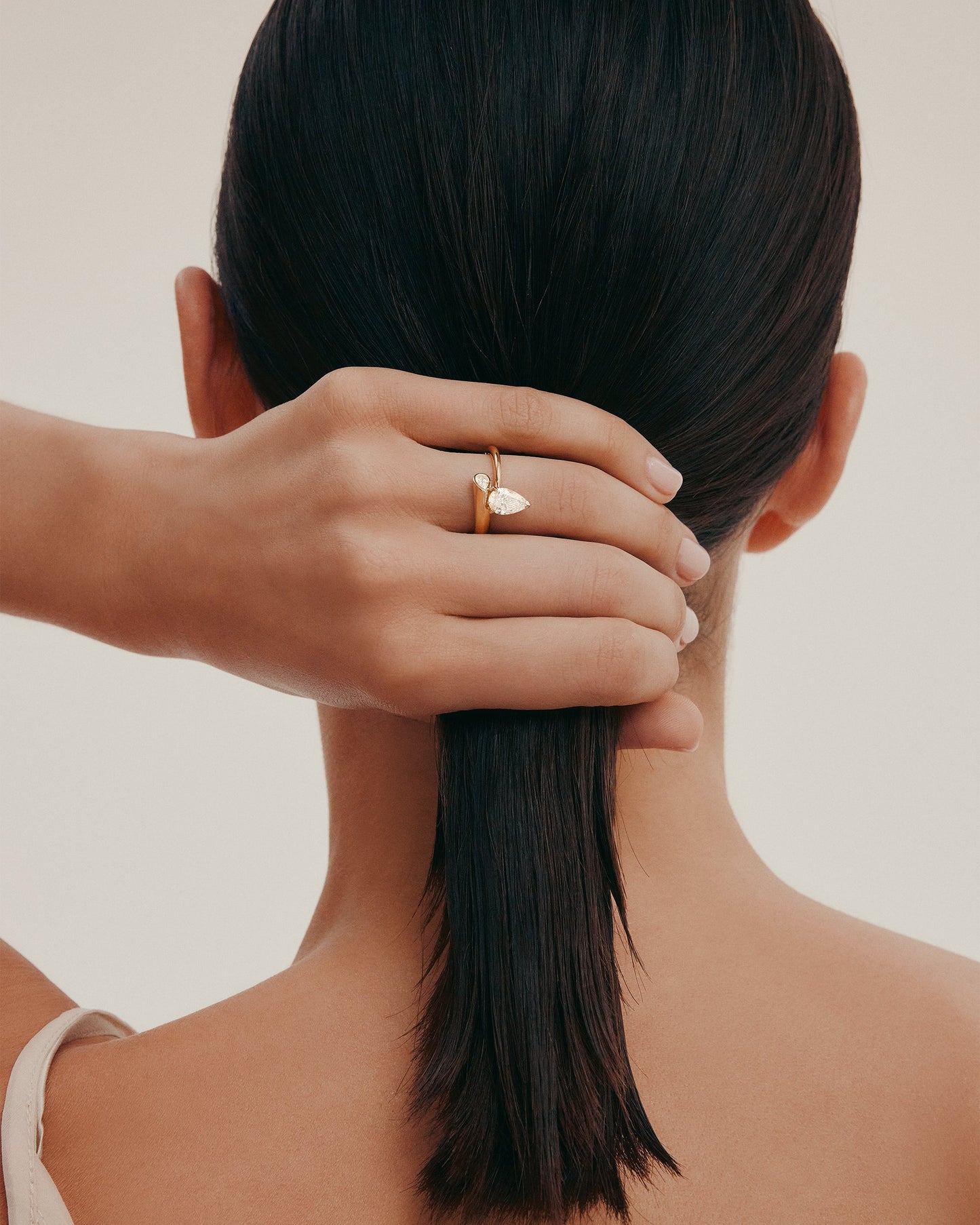 1 CT - 3 CT Pear Cut Lab grown Diamond Bypass Side Stone Engagement Ring