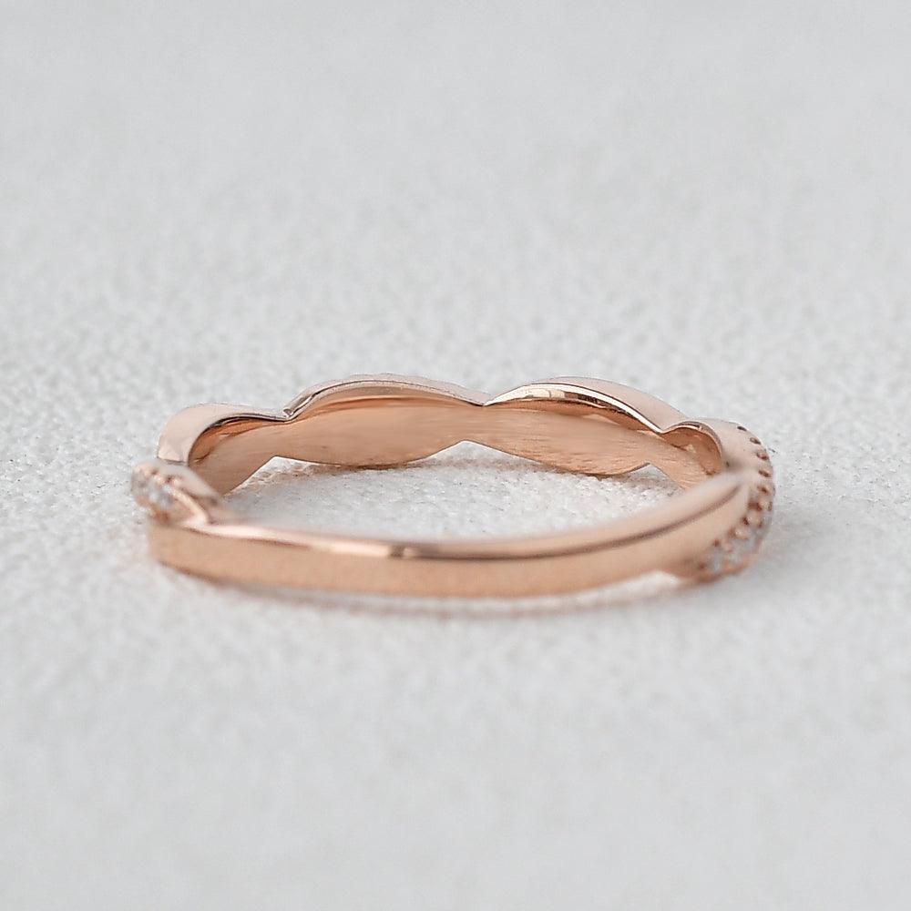 0.1 TCW Round Moissanite Twisted Full Eternity Wedding Band