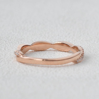 0.1 TCW Round Moissanite Twisted Full Eternity Wedding Band