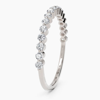 0.42 TCW Round Moissanite Half Eternity Wedding Band