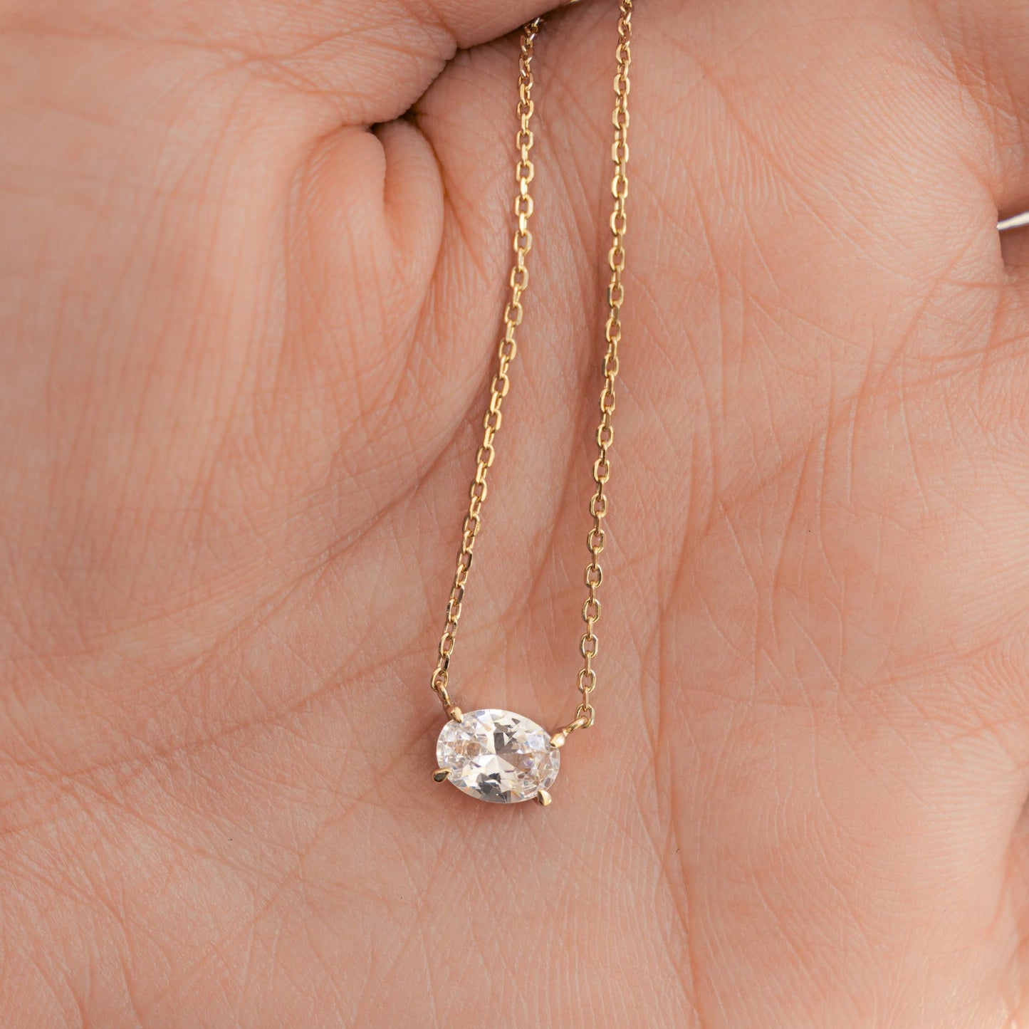 1.32 CT Oval Cut Moissanite Diamond Solitaire Pendant Necklace