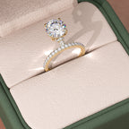 1.5 CT - 2.5 CT Round Cut Hidden Halo & Dainty Pave Moissanite Engagement Ring