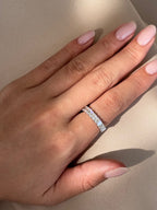 1.71 TCW Emerald CVD Diamond Half Eternity with Shared Prong Wedding Band