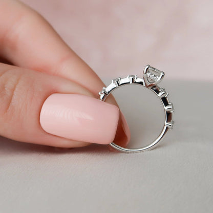 1.5 CT Radiant Cut Hidden Halo Moissanite Half Eternity Bridal Set