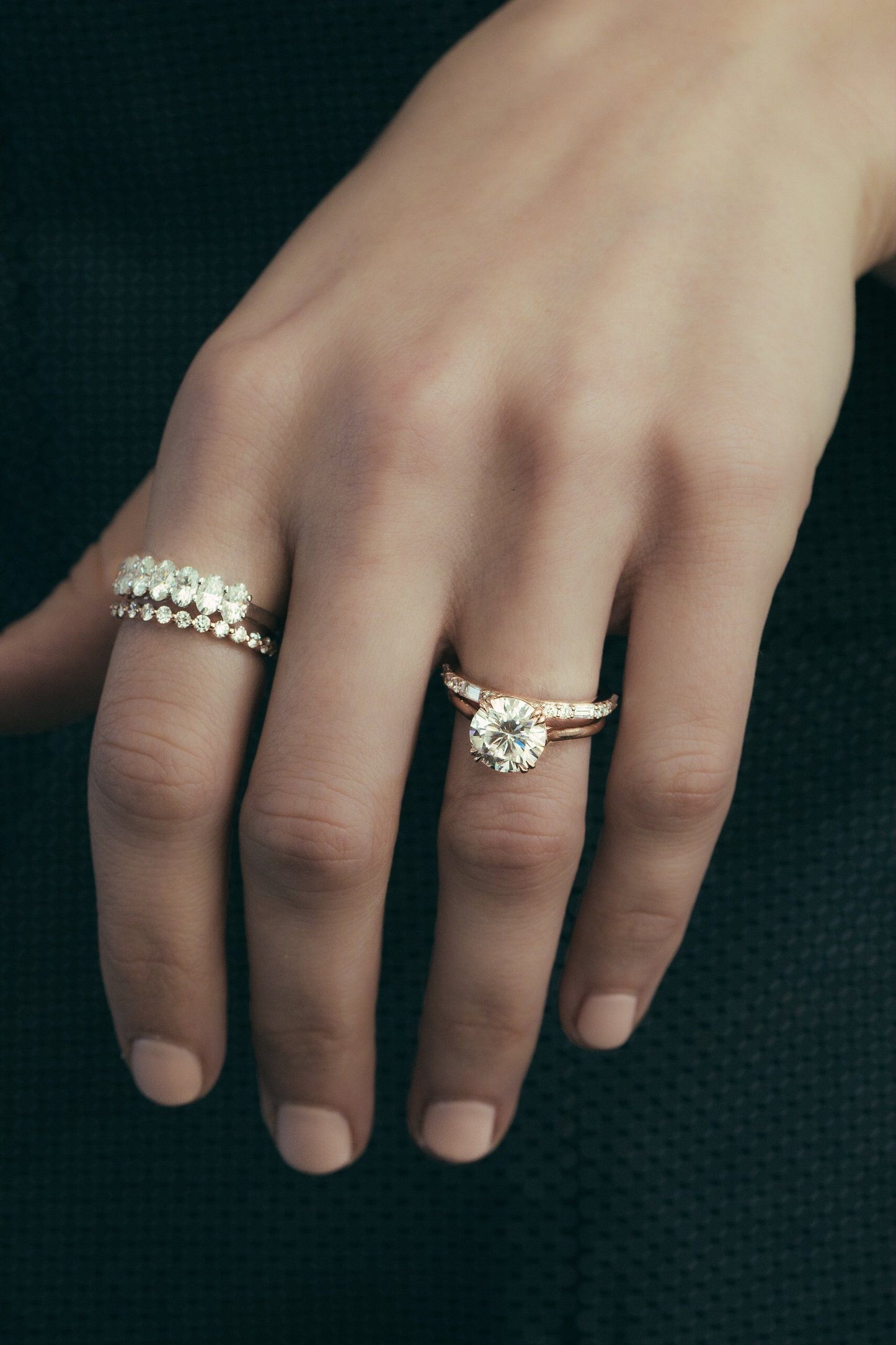 0.5 TCW Round CVD Diamond Dainty Half Eternity Wedding Band