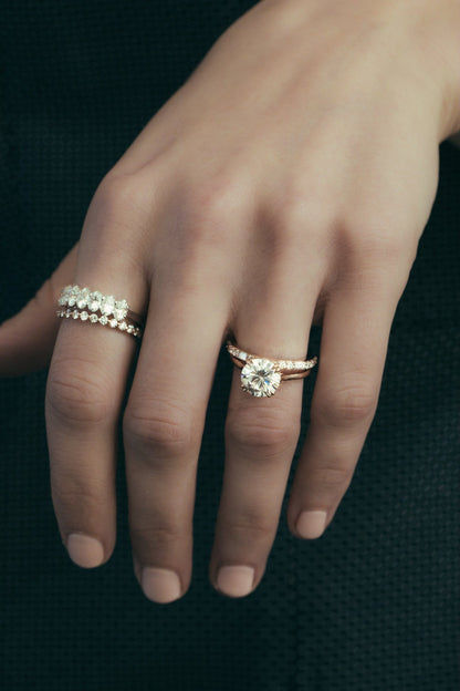 0.5 TCW Round CVD Diamond Dainty Half Eternity Wedding Band