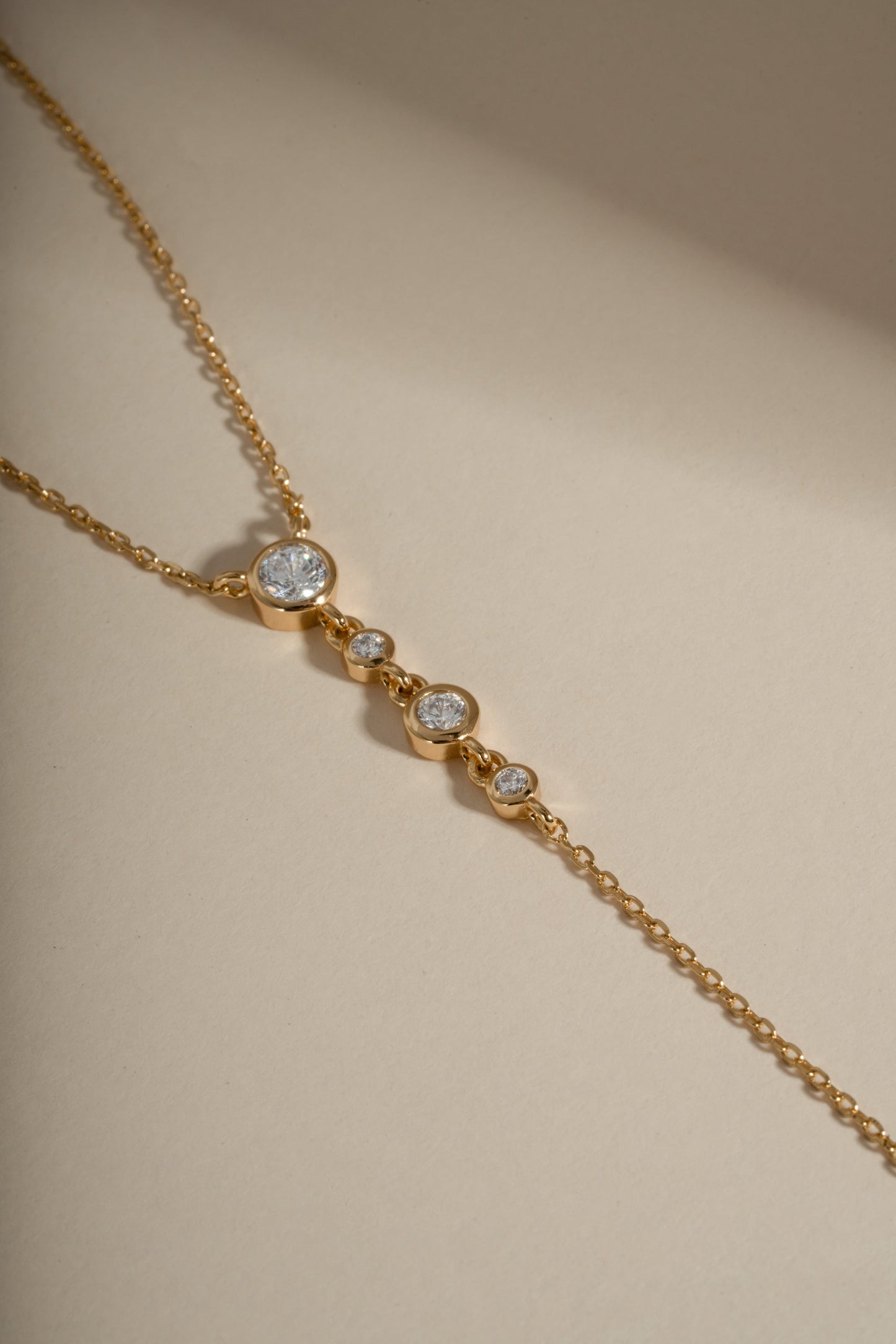 0.3 CT Round Moissanite Diamond Bezel Lariat Necklace
