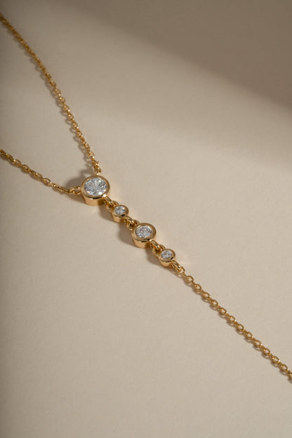 0.3 CT Round Moissanite Diamond Bezel Lariat Necklace