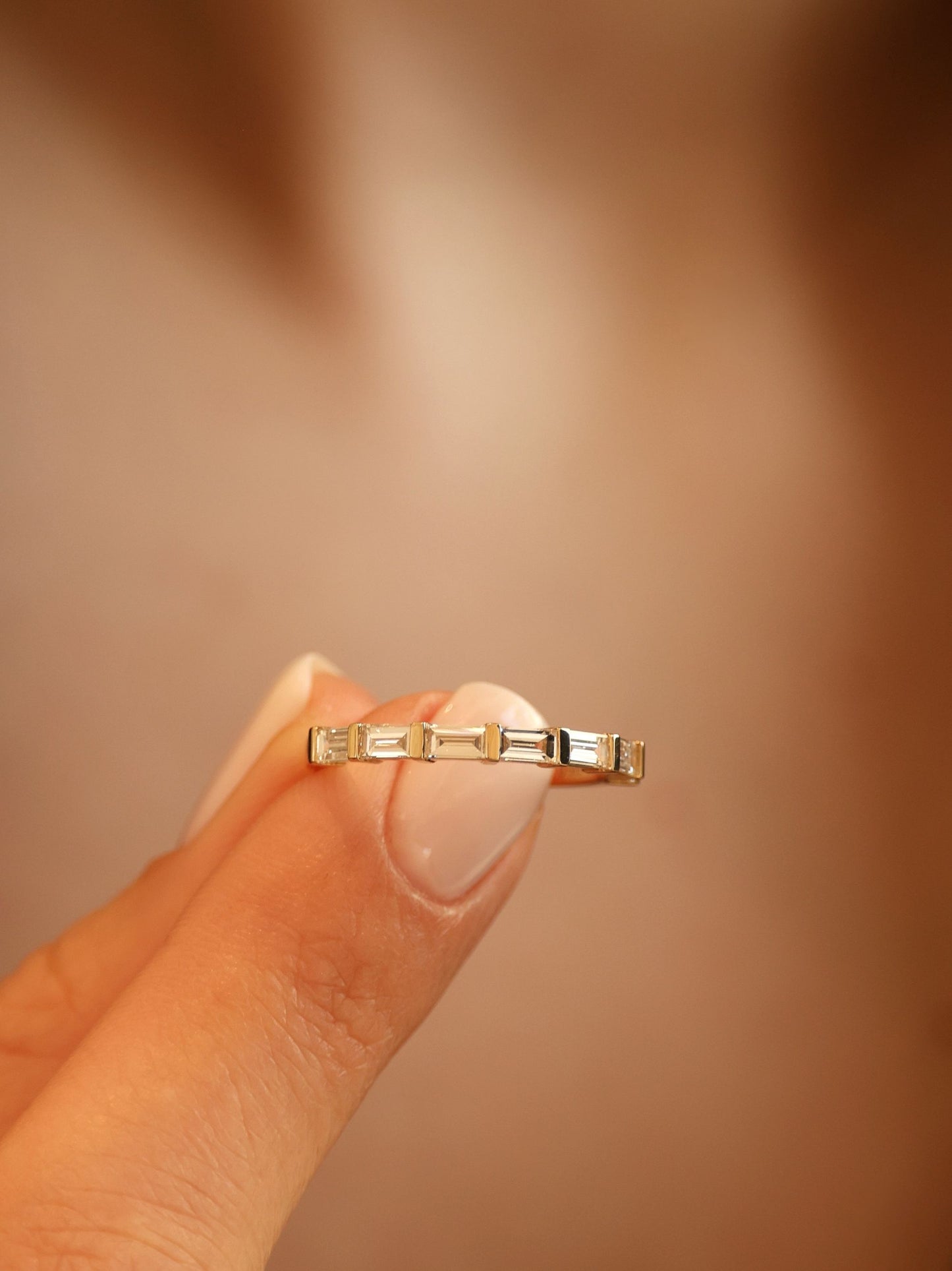 0.63 TCW Baguette CVD Diamond Half Eternity Wedding Band