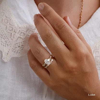 1.1 CT - 2 CT Oval Cut Twisted Pave Moissanite Engagement Ring