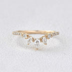 0.18 TCW Pear Moissanite Curved Pave Stacking Wedding Band