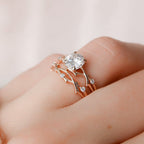 2.0 CT Oval Cut Moissanite Half Eternity Nature Inspired Bridal Set