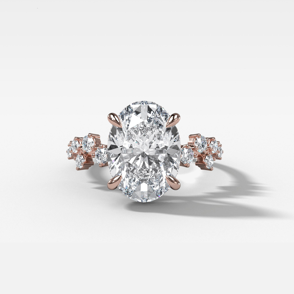 1 CT - 3 CT Oval Cut Lab grown Diamond Cluster Engagement Ring