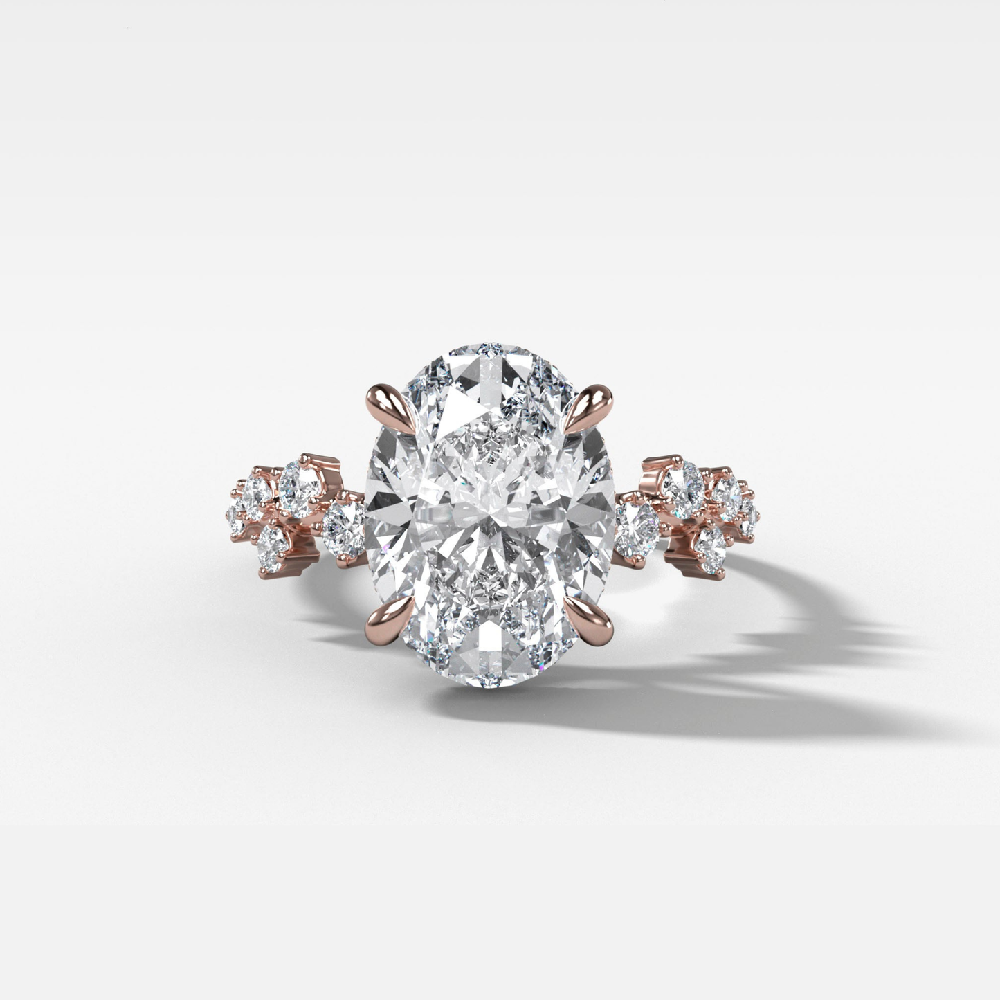 1 CT - 3 CT Oval Cut Lab grown Diamond Cluster Engagement Ring